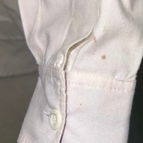 Cricket by the Creek Vintage White Button Down Blouse with Plaid Bows - Picture 5 of 6